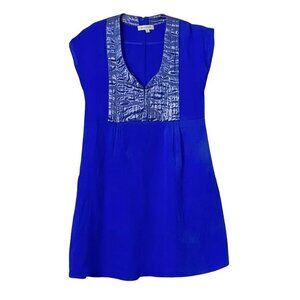 Alexander Wang Blue Mini Dress w / Pleated Metallic Neckline Sz. 6